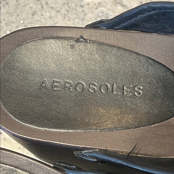 AEROSOLES Crosby Black Mules with Gold Accents Size 9 - Picture 2 of 11
